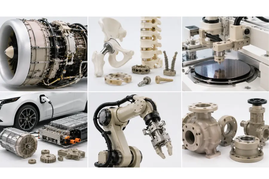 Industrial applications of PEEK material in aerospace medical semiconductor and EV industries