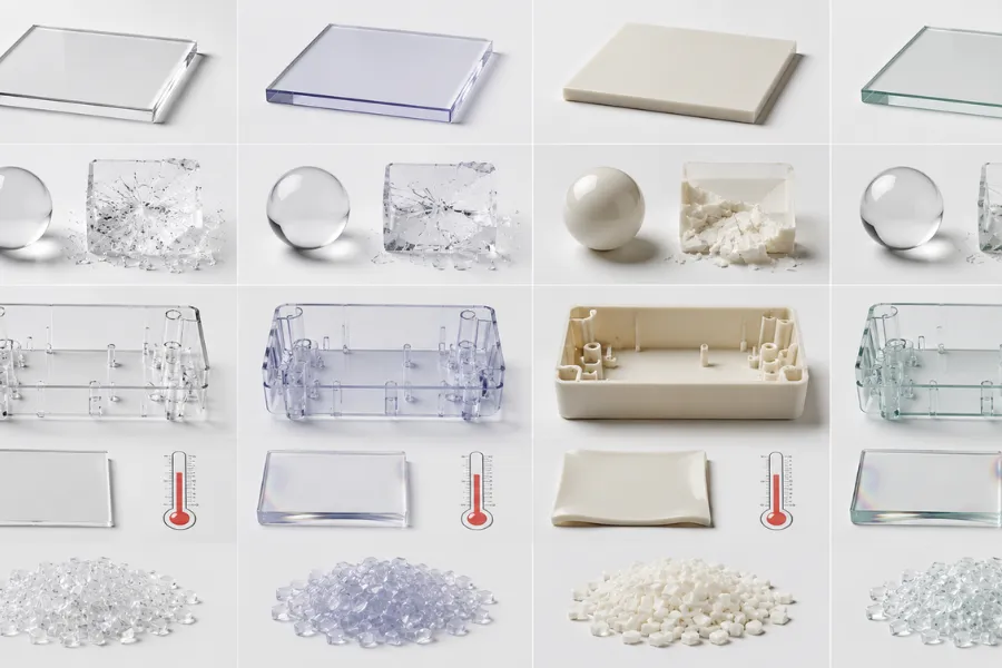 Polycarbonate compared with acrylic ABS and PETG materials