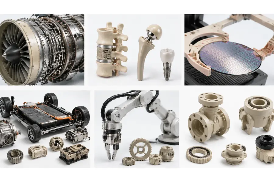 Key properties of PEEK material including heat resistance and mechanical strength
