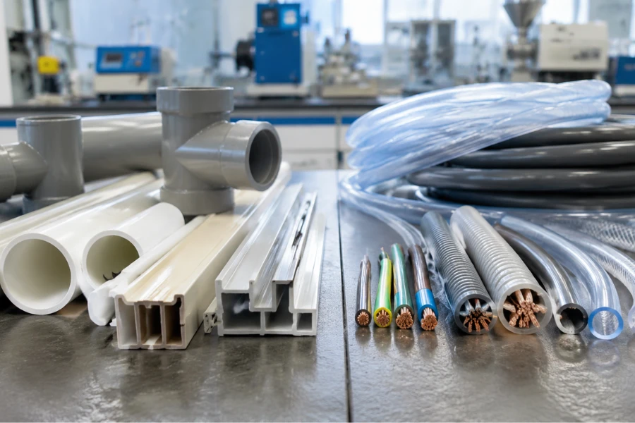 Rigid PVC vs flexible PVC material comparison showing different plastic properties and applications