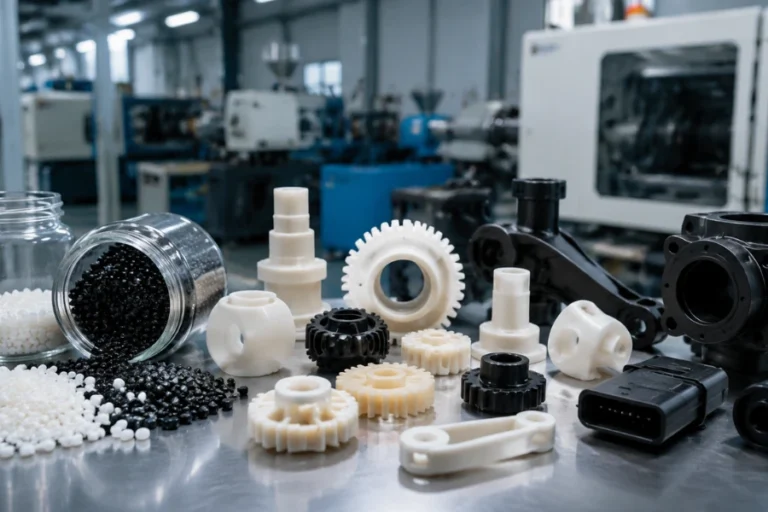 Nylon plastic engineering material and injection molded components used in industrial manufacturing
