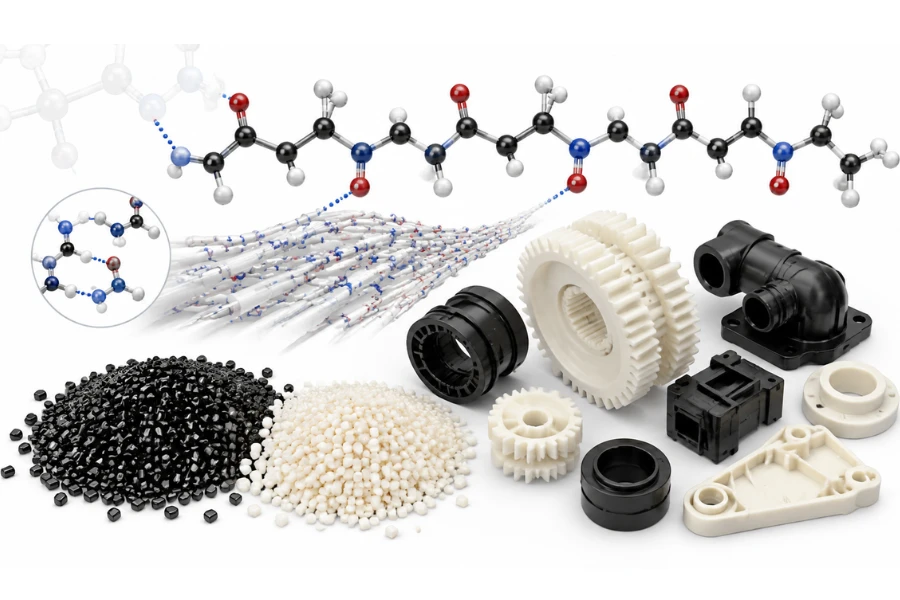 Nylon plastic polyamide material structure and engineering thermoplastic applications