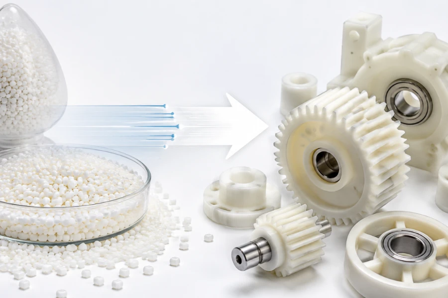 Polyoxymethylene POM Acetal plastic structure and engineering components visualization