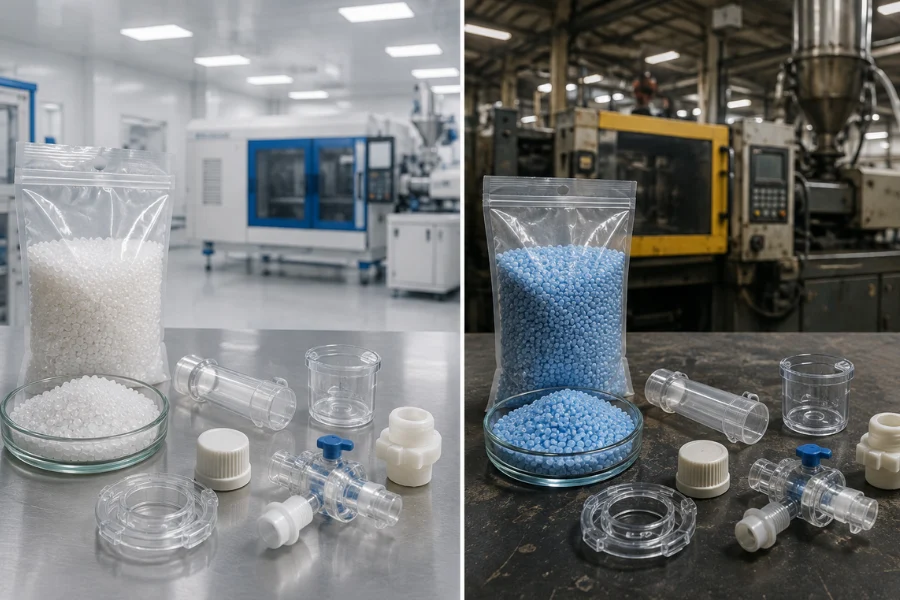 Medical-use resin compared with general-purpose plastic for medical devices