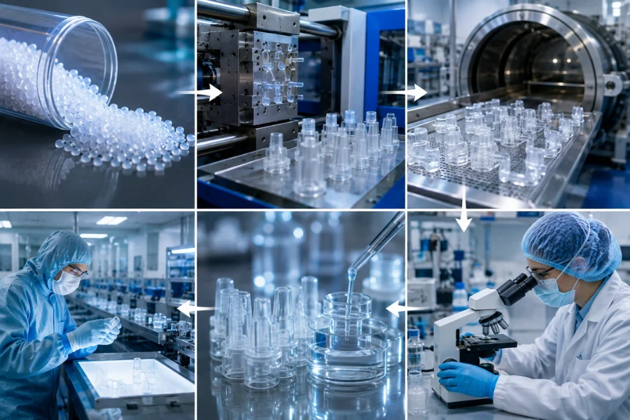 Medical grade plastic qualification and medical device validation process