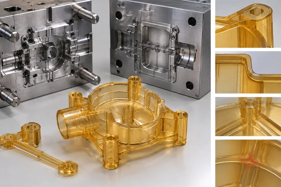 PPSU part design showing gating, wall thickness and stress-sensitive features