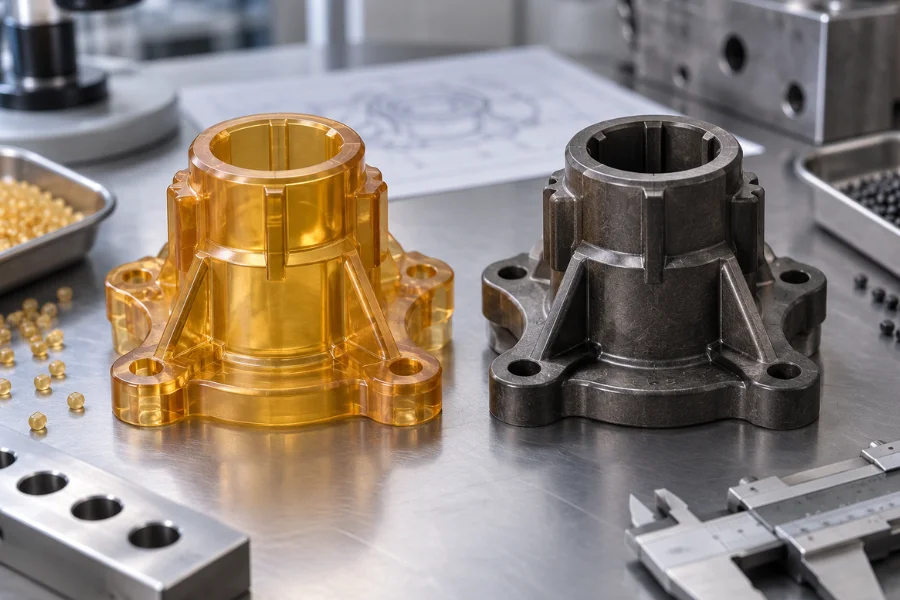 Unfilled and glass-filled Ultem PEI injection molded parts comparison