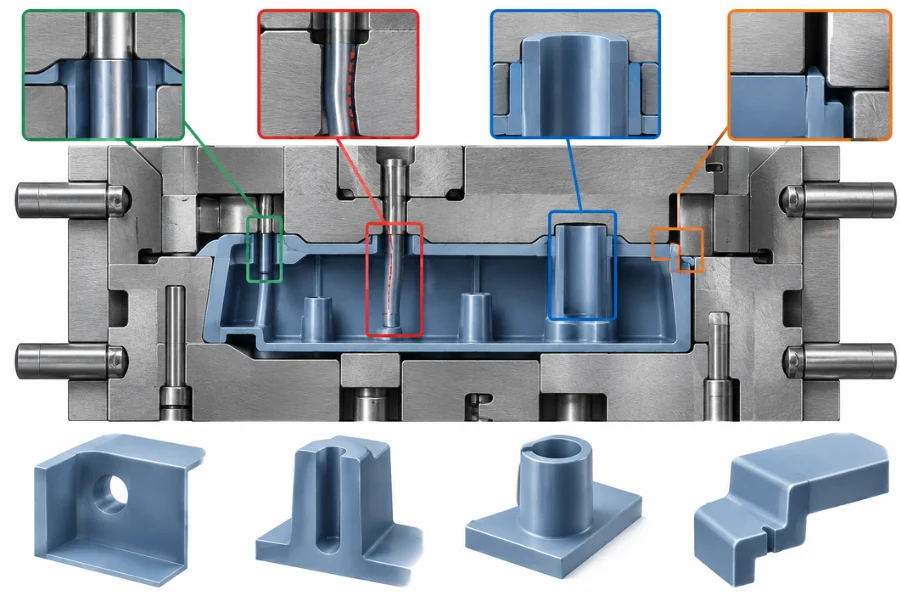 Injection molded part features affecting dimensional tolerance