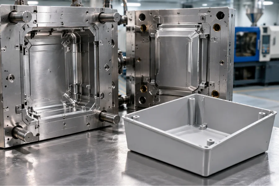 Injection molding draft angle design for plastic parts and mold release